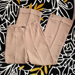 Tan Wide Leg Petite Trousers